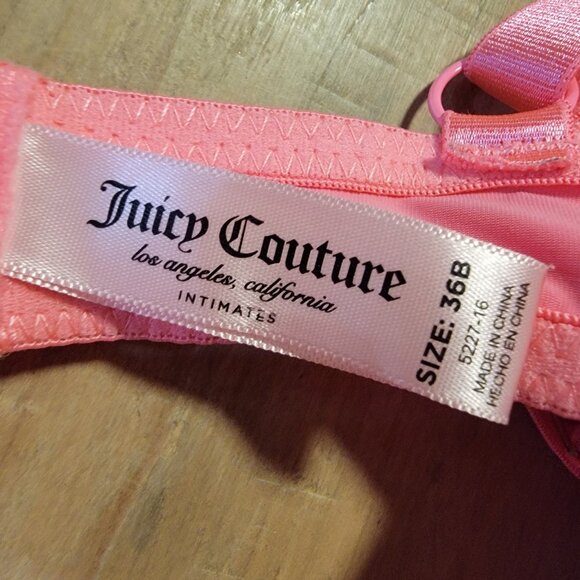 Juicy Couture Push-up Bra Bright Pink Size 36B Padded Underwire - Picture 5 of 6